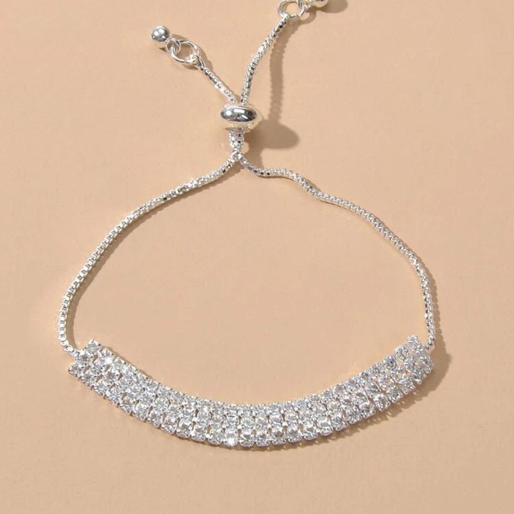 Luxurious Yellow Gold Rhinestone Adjustable Bracelet - Picture 8 of 9